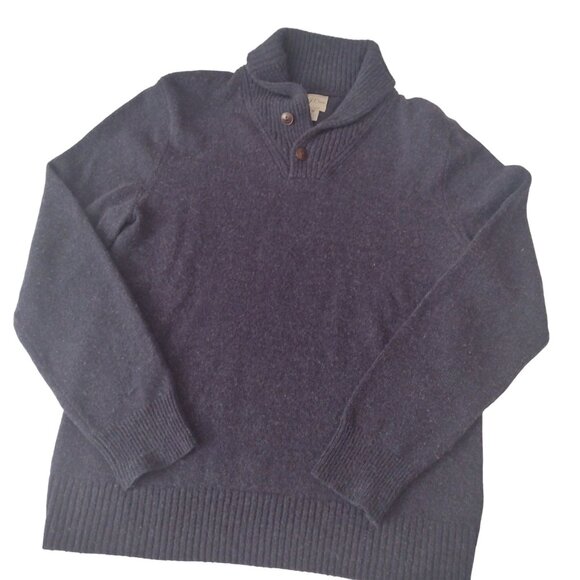 J. Crew Other - J Crew Mens Rugged Merino Wool Sweater M Blue Shawl Collar Ribbed Pullover
